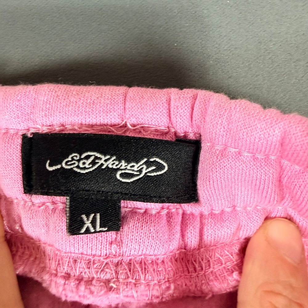 Y2K Ed Hardy Wide-Leg Sweatpants EHW8200-24 Bubble Gum Pink XL Extra Large - Picture 11 of 11